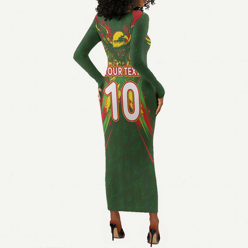 Custom Mali National Football Long Sleeve Bodycon Dress Grunge Les Aigles Sporty Style - African Pride