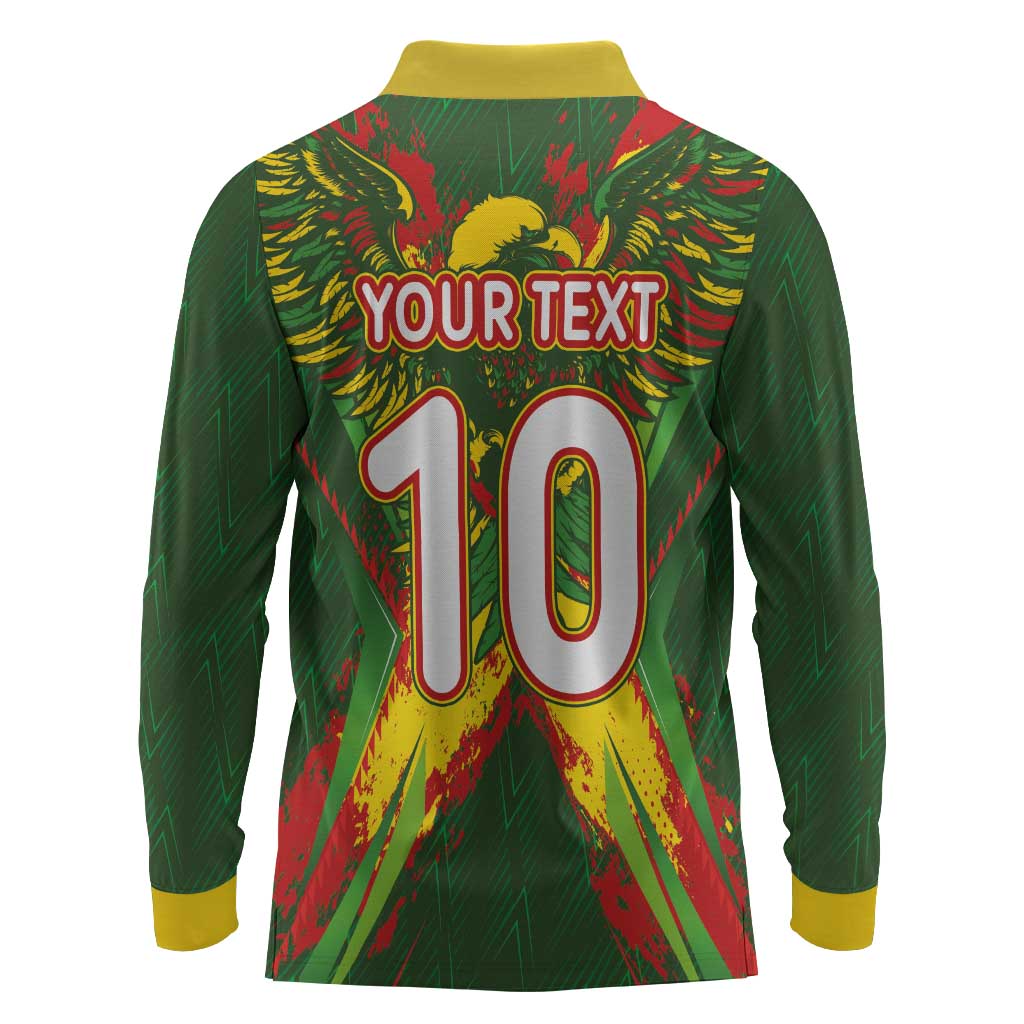 Custom Mali National Football Long Sleeve Polo Shirt Grunge Les Aigles Sporty Style - African Pride