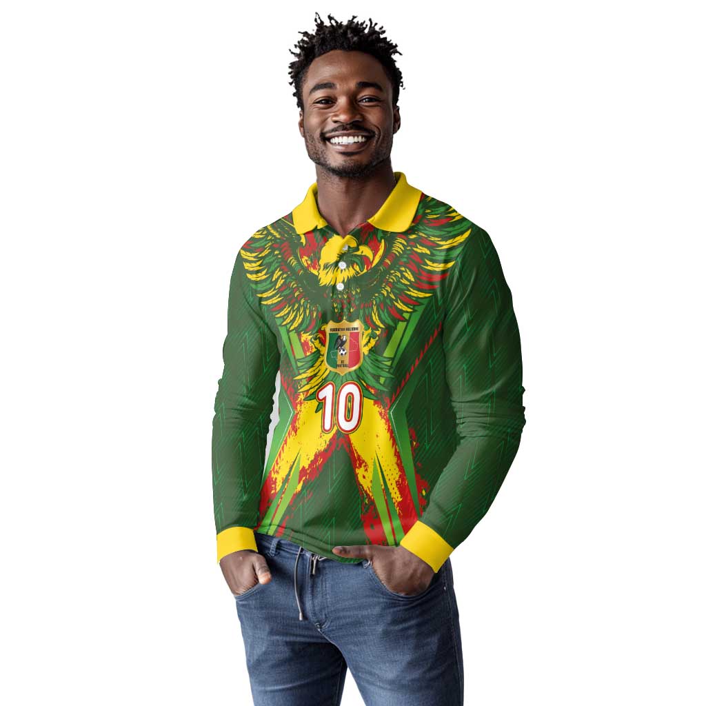 Custom Mali National Football Long Sleeve Polo Shirt Grunge Les Aigles Sporty Style - African Pride