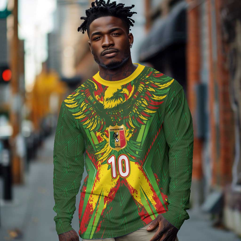 Custom Mali National Football Long Sleeve Shirt Grunge Les Aigles Sporty Style - African Pride