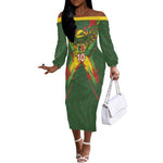Custom Mali National Football Off The Shoulder Long Sleeve Dress Grunge Les Aigles Sporty Style - African Pride