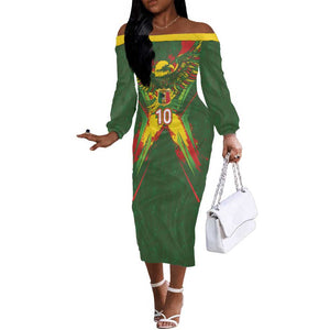 Custom Mali National Football Off The Shoulder Long Sleeve Dress Grunge Les Aigles Sporty Style - African Pride