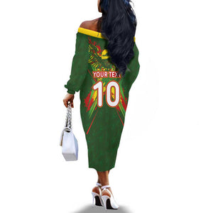 Custom Mali National Football Off The Shoulder Long Sleeve Dress Grunge Les Aigles Sporty Style - African Pride