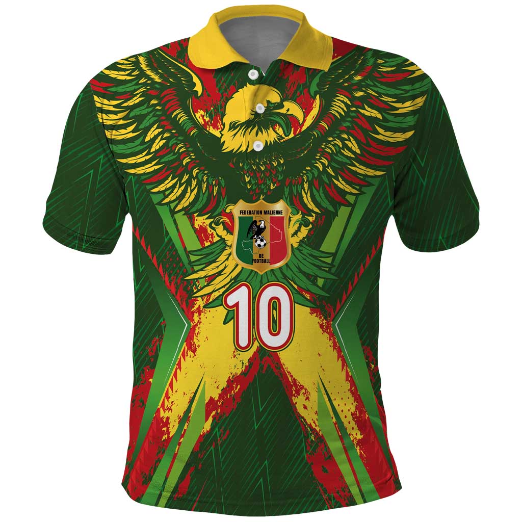 Custom Mali National Football Polo Shirt Grunge Les Aigles Sporty Style - African Pride
