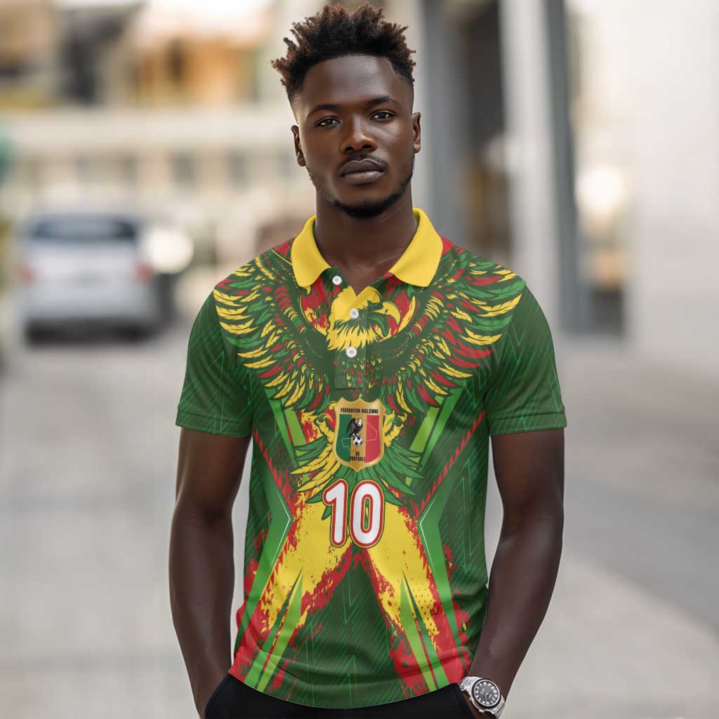 Custom Mali National Football Polo Shirt Grunge Les Aigles Sporty Style - African Pride