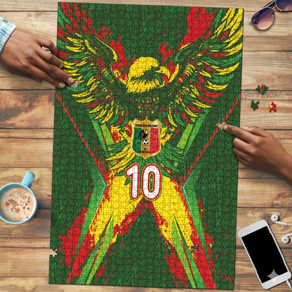 Custom Mali National Football Puzzle Grunge Les Aigles Sporty Style - African Pride
