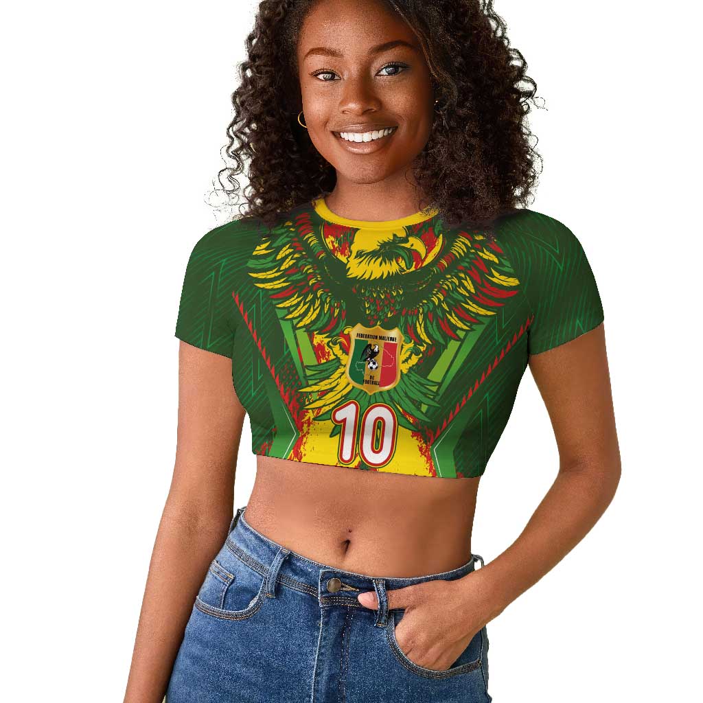 Custom Mali National Football Raglan Cropped T shirt Grunge Les Aigles Sporty Style - African Pride