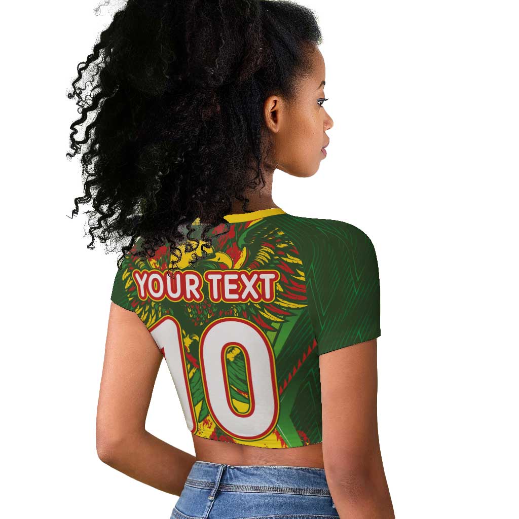 Custom Mali National Football Raglan Cropped T shirt Grunge Les Aigles Sporty Style - African Pride