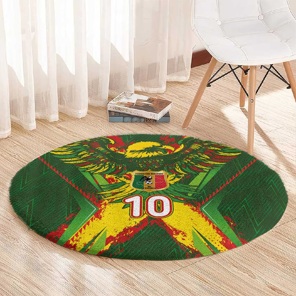 Custom Mali National Football Round Carpet Grunge Les Aigles Sporty Style - African Pride