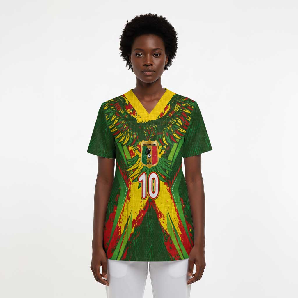 Custom Mali National Football Scrub Top Grunge Les Aigles Sporty Style - African Pride