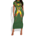 Custom Mali National Football Short Sleeve Bodycon Dress Grunge Les Aigles Sporty Style - African Pride