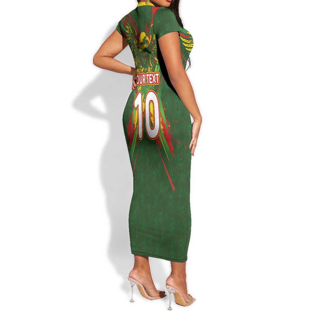 Custom Mali National Football Short Sleeve Bodycon Dress Grunge Les Aigles Sporty Style - African Pride