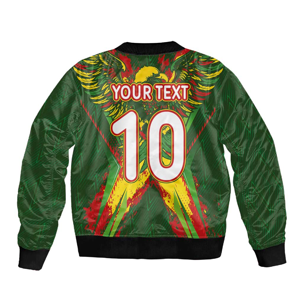 Custom Mali National Football Sleeve Zip Bomber Jacket Grunge Les Aigles Sporty Style - African Pride