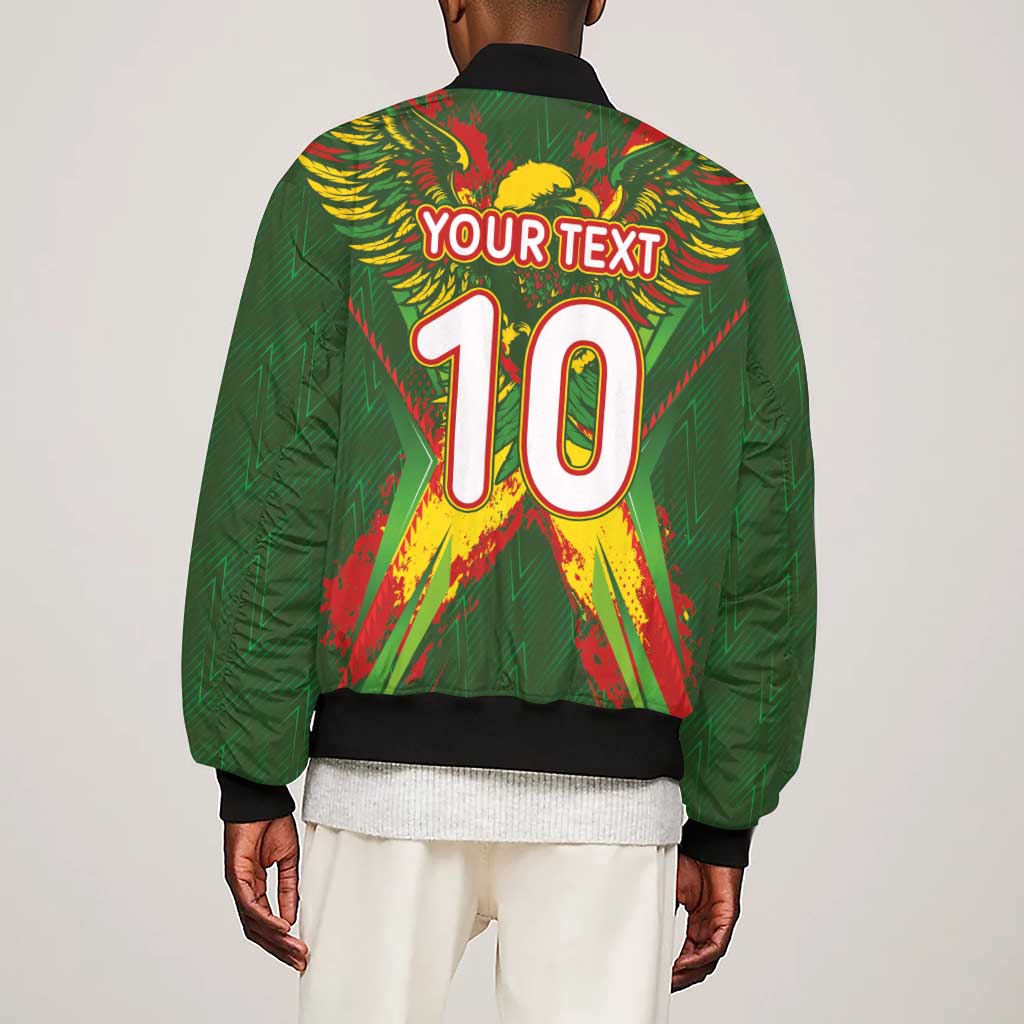 Custom Mali National Football Sleeve Zip Bomber Jacket Grunge Les Aigles Sporty Style - African Pride