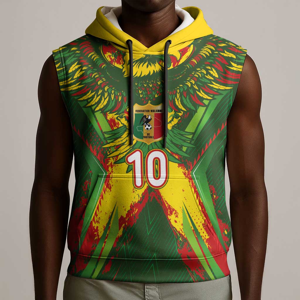 Custom Mali National Football Sleeveless Hoodie Grunge Les Aigles Sporty Style - African Pride