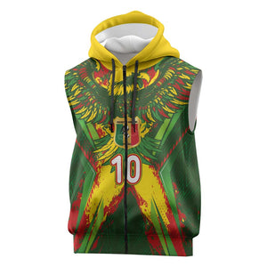 Custom Mali National Football Sleeveless Zip Hoodie Grunge Les Aigles Sporty Style - African Pride