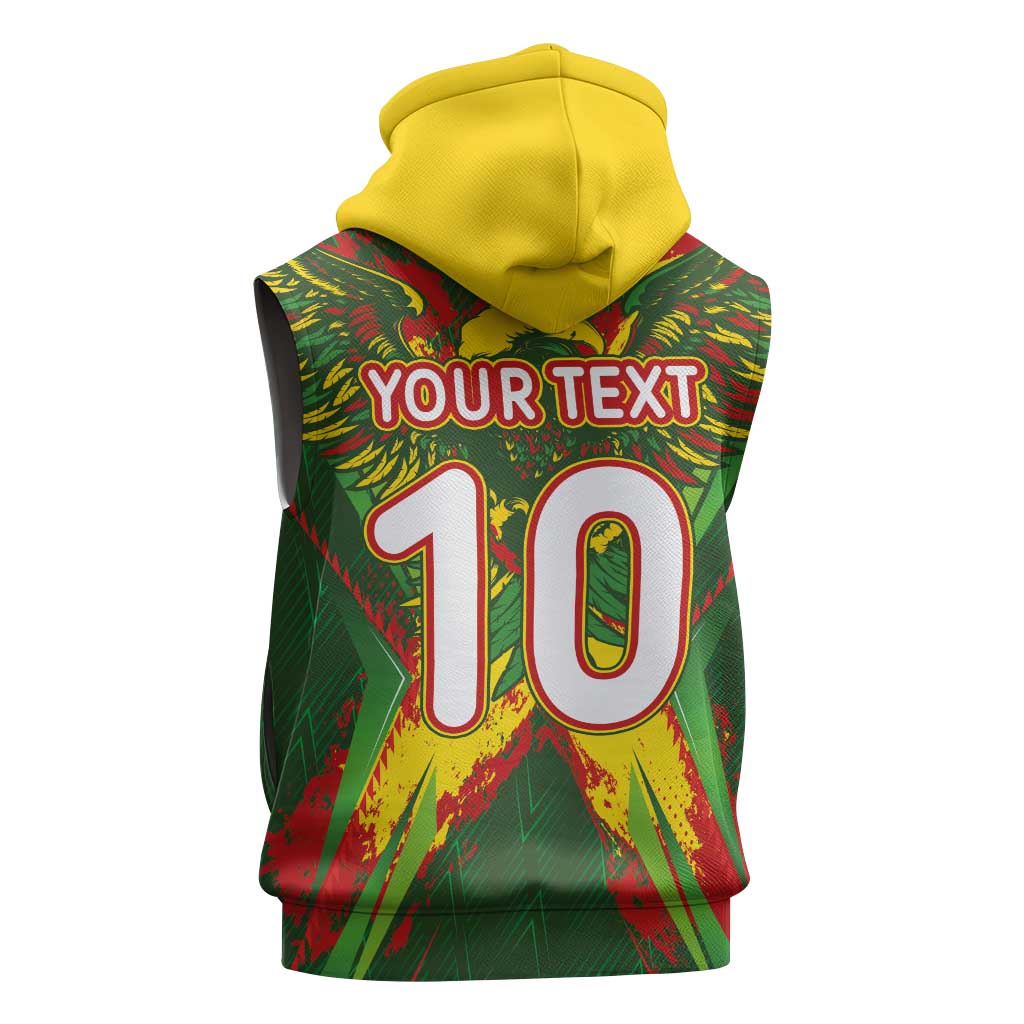 Custom Mali National Football Sleeveless Zip Hoodie Grunge Les Aigles Sporty Style - African Pride