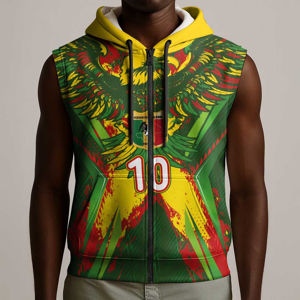 Custom Mali National Football Sleeveless Zip Hoodie Grunge Les Aigles Sporty Style - African Pride