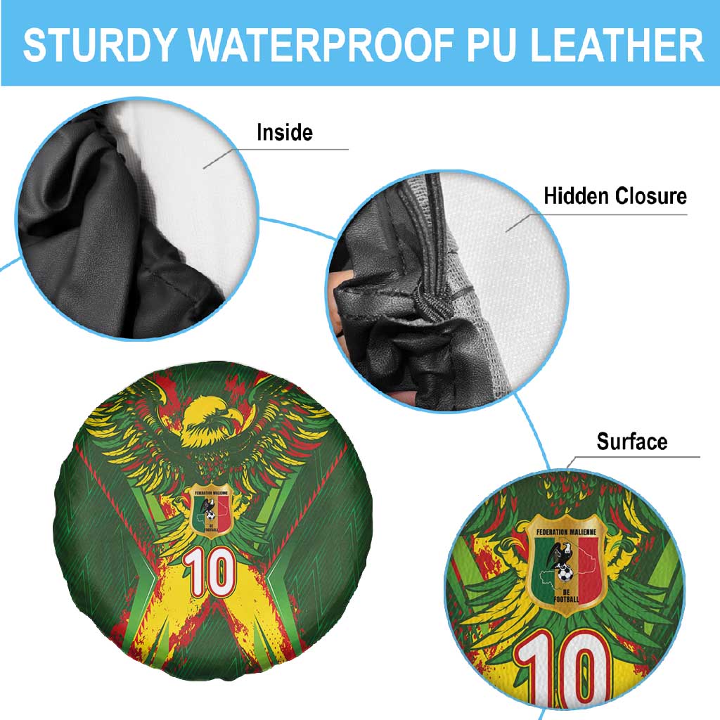 Custom Mali National Football Spare Tire Cover Grunge Les Aigles Sporty Style - African Pride