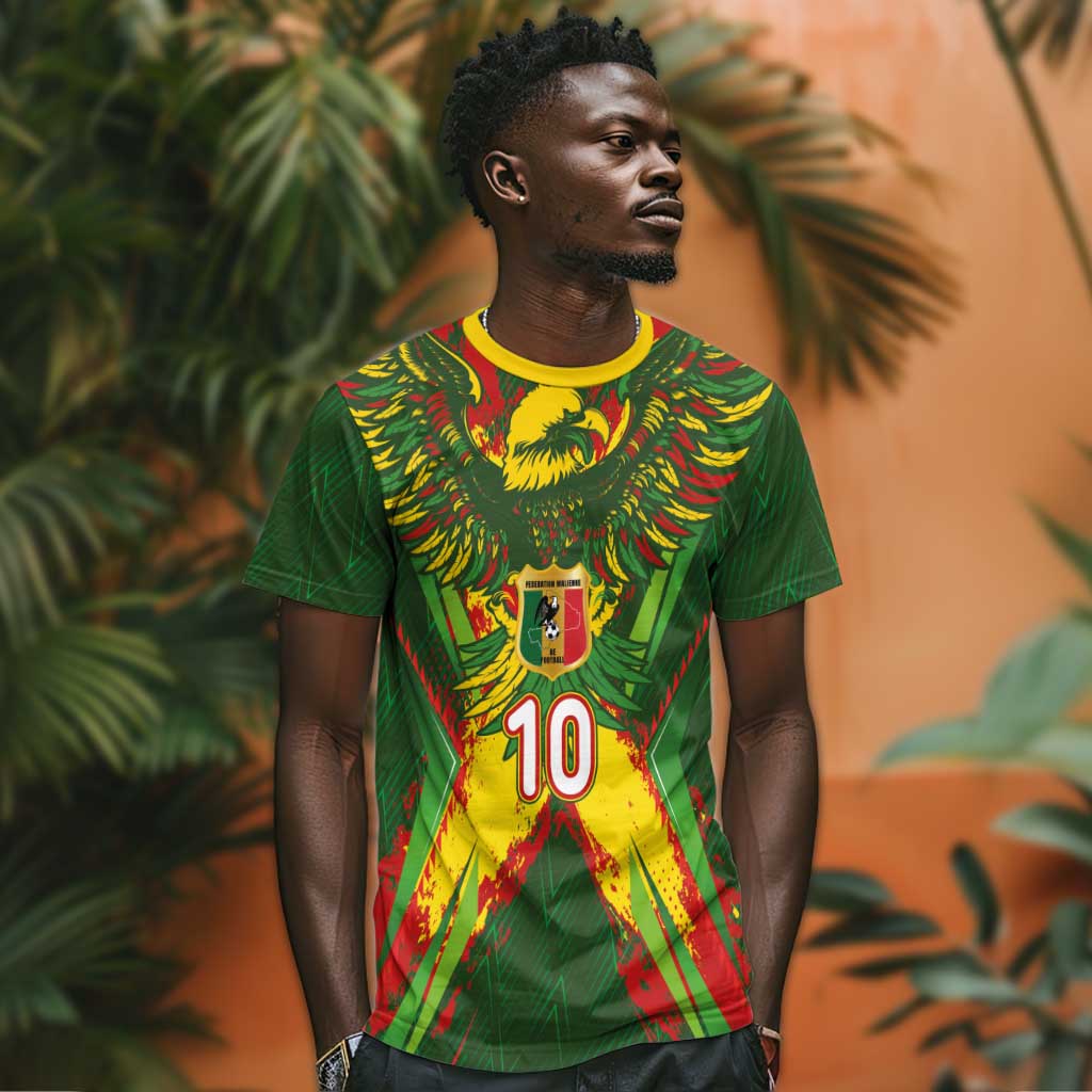 Custom Mali National Football T shirt Grunge Les Aigles Sporty Style - African Pride