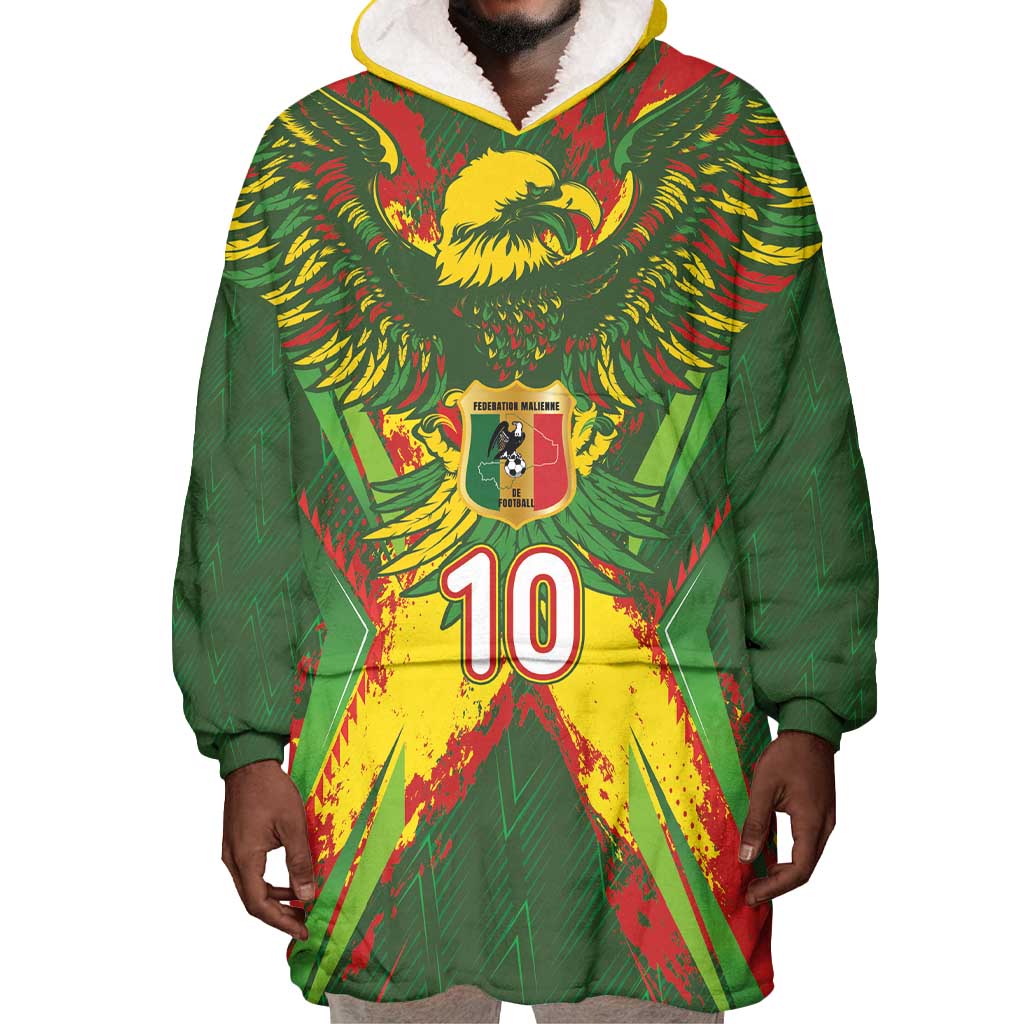 Custom Mali National Football Wearable Blanket Hoodie Grunge Les Aigles Sporty Style - African Pride