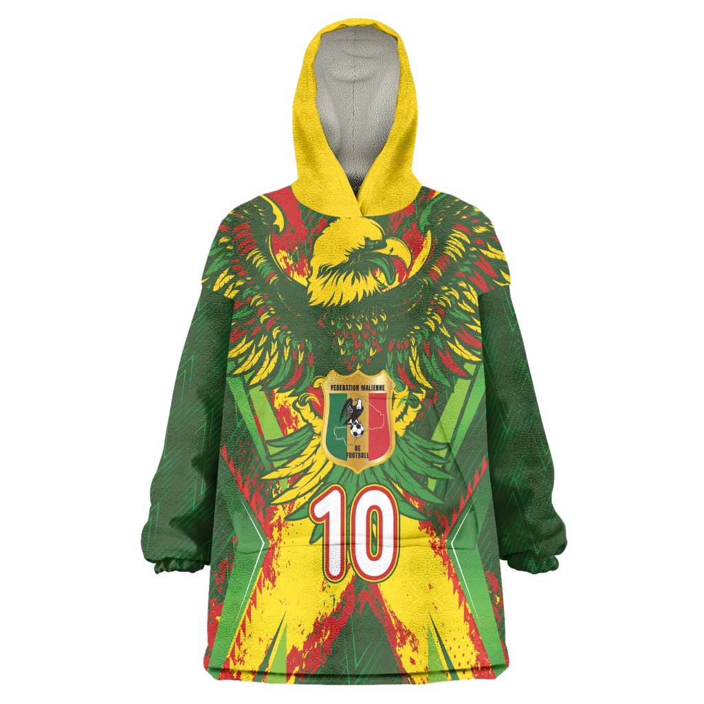 Custom Mali National Football Wearable Blanket Hoodie Grunge Les Aigles Sporty Style - African Pride