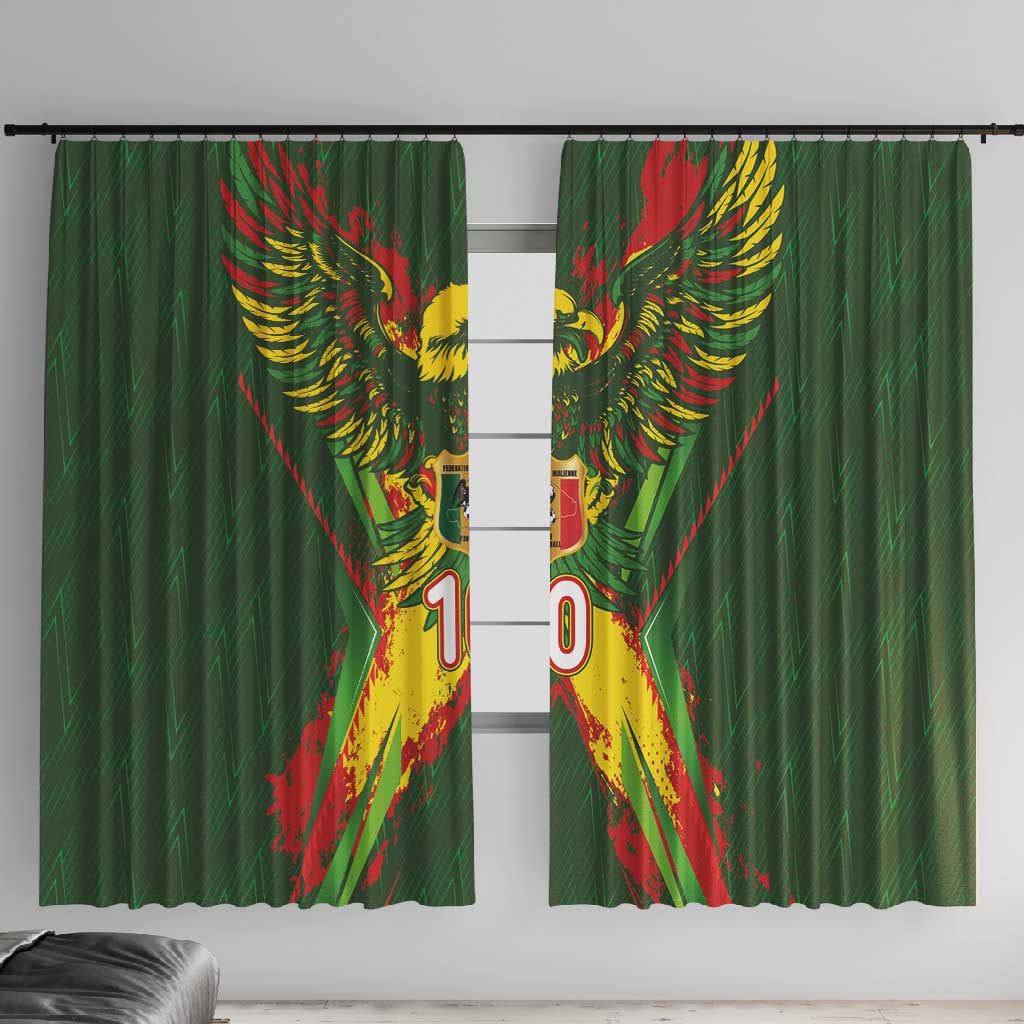 Custom Mali National Football Window Curtain Grunge Les Aigles Sporty Style - African Pride