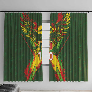 Custom Mali National Football Window Curtain Grunge Les Aigles Sporty Style - African Pride