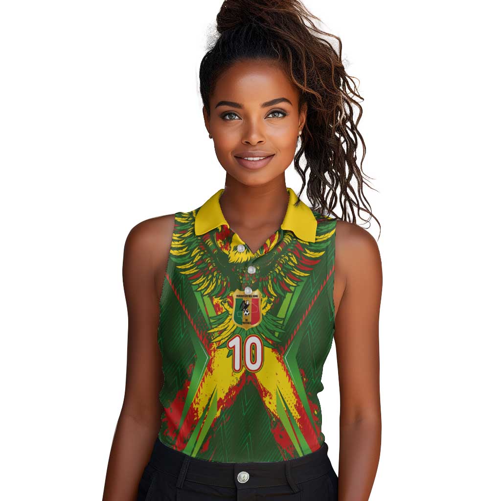 Custom Mali National Football Women Sleeveless Polo Shirt Grunge Les Aigles Sporty Style - African Pride