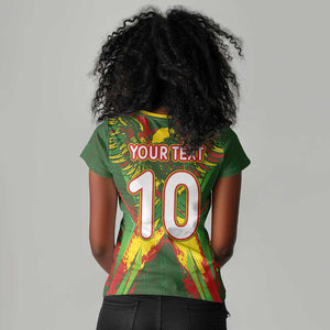 Custom Mali National Football Women V-Neck T-Shirt Grunge Les Aigles Sporty Style - African Pride