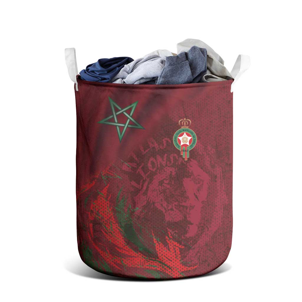 Morocco National Football Laundry Basket The Atlas Lions Grunge with National Flag - African Pride