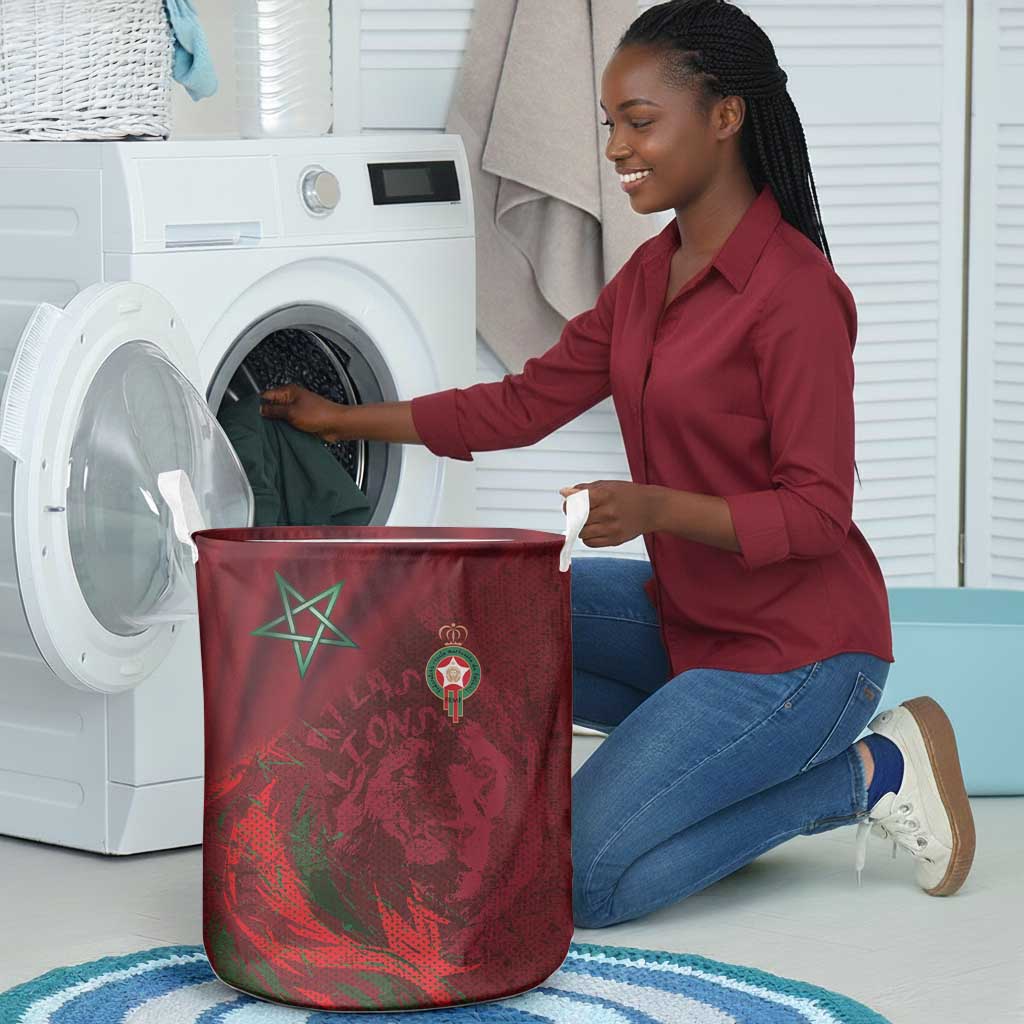 Morocco National Football Laundry Basket The Atlas Lions Grunge with National Flag - African Pride