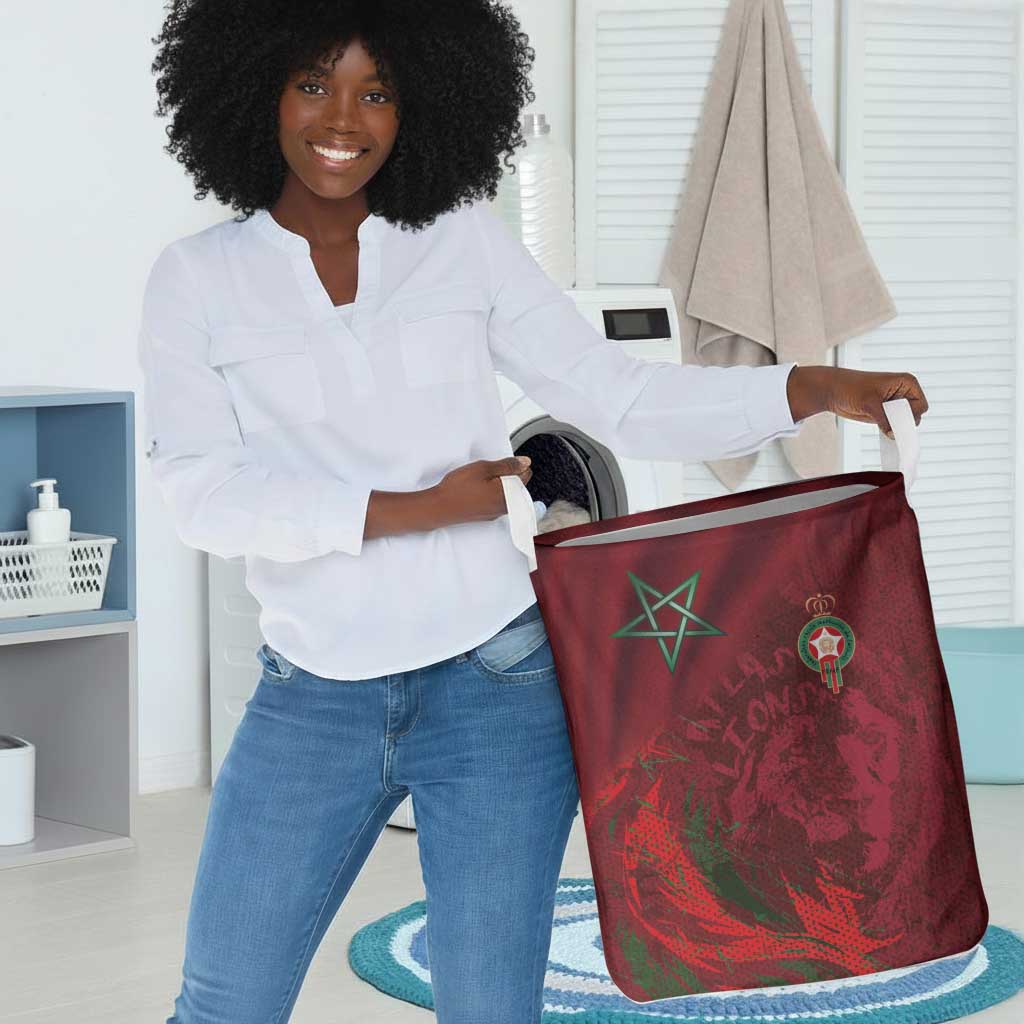 Morocco National Football Laundry Basket The Atlas Lions Grunge with National Flag - African Pride