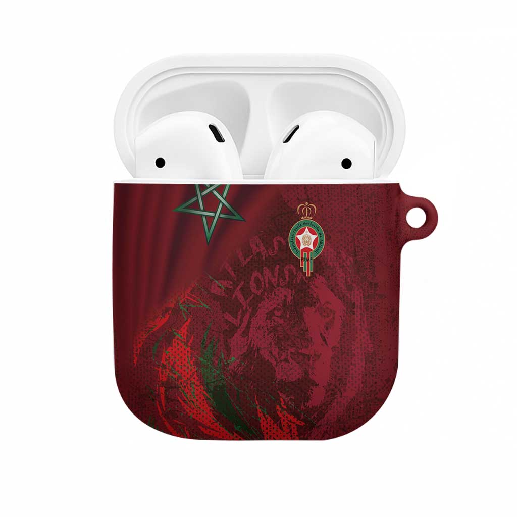 Morocco National Football AirPods Case The Atlas Lions Grunge with National Flag - African Pride