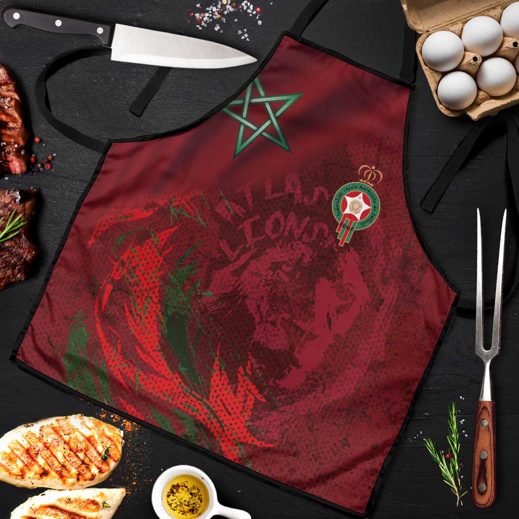 Morocco National Football Apron The Atlas Lions Grunge with National Flag - African Pride