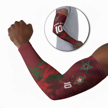 Custom Morocco National Football Arm Sleeves The Atlas Lions Grunge with National Flag - African Pride