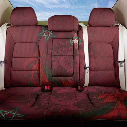 Morocco National Football Back Car Seat Cover The Atlas Lions Grunge with National Flag - African Pride