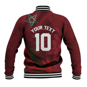 Custom Morocco National Football Baseball Jacket The Atlas Lions Grunge with National Flag - African Pride