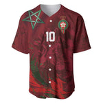 Custom Morocco National Football Baseball Jersey The Atlas Lions Grunge with National Flag - African Pride