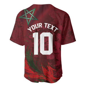 Custom Morocco National Football Baseball Jersey The Atlas Lions Grunge with National Flag - African Pride