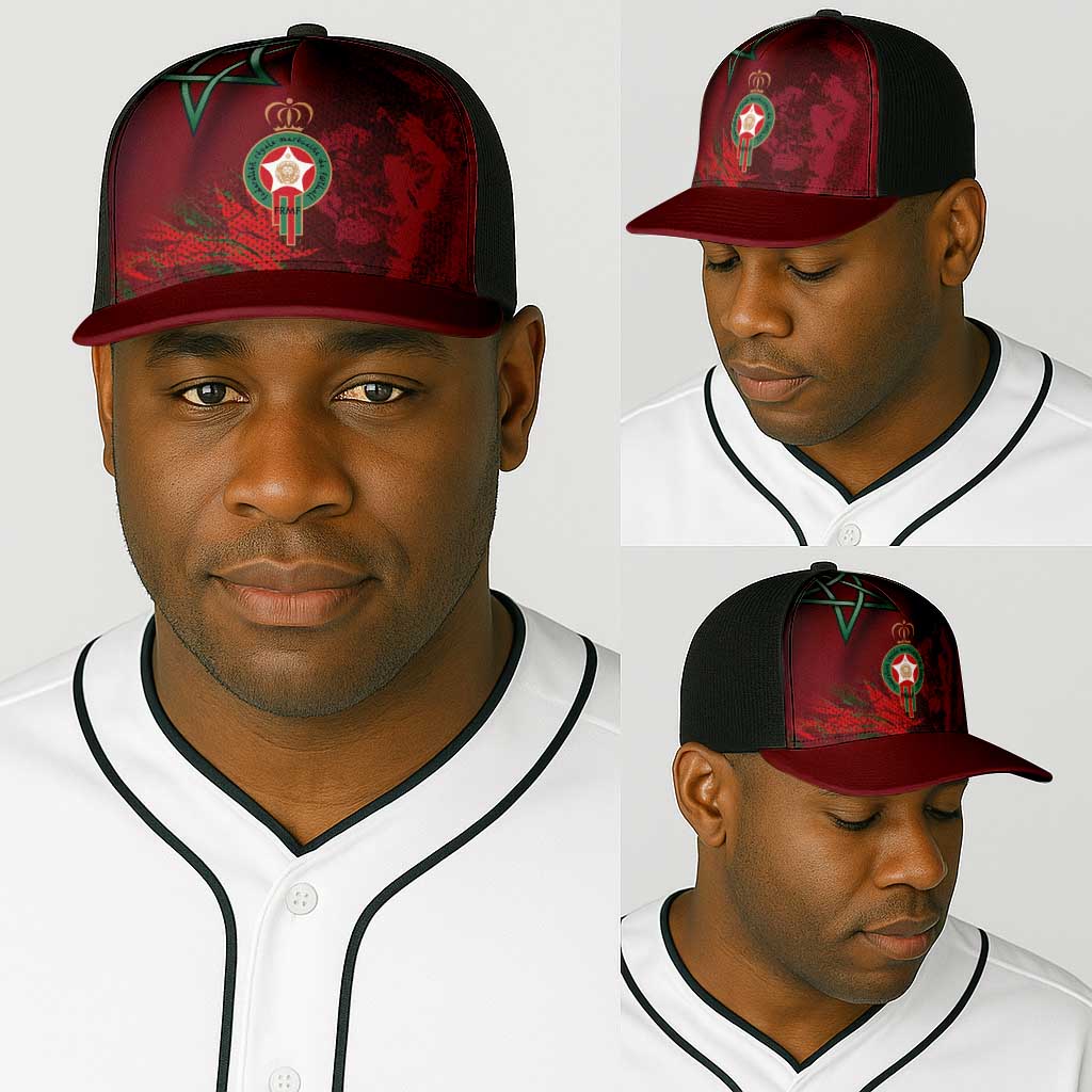 Morocco National Football Baseball Net Cap The Atlas Lions Grunge with National Flag - African Pride