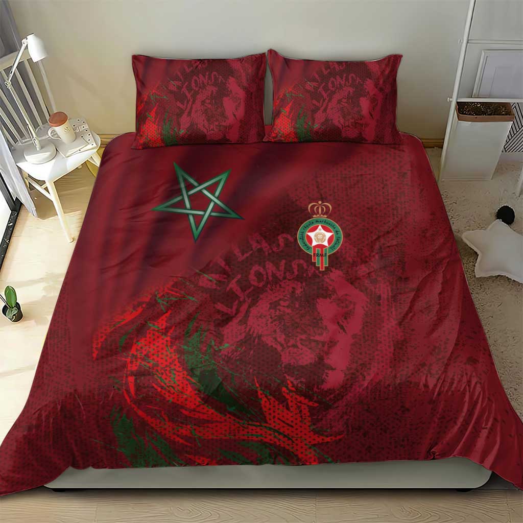 Morocco National Football Bedding Set The Atlas Lions Grunge with National Flag - African Pride