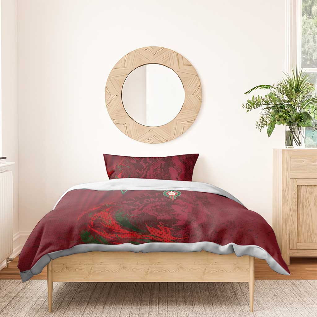 Morocco National Football Bedding Set The Atlas Lions Grunge with National Flag - African Pride