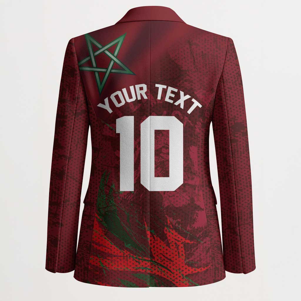Custom Morocco National Football Blazer The Atlas Lions Grunge with National Flag - African Pride