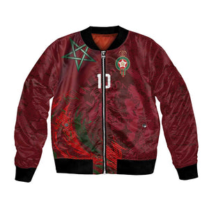 Custom Morocco National Football Bomber Jacket The Atlas Lions Grunge with National Flag - African Pride