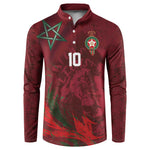 Custom Morocco National Football Button Sweatshirt The Atlas Lions Grunge with National Flag