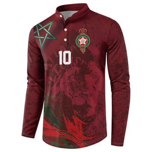 Custom Morocco National Football Button Sweatshirt The Atlas Lions Grunge with National Flag