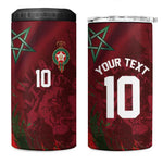 Custom Morocco National Football 4 in 1 Can Cooler Tumbler The Atlas Lions Grunge with National Flag - African Pride