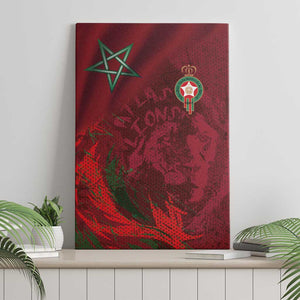 Morocco National Football Canvas Wall Art The Atlas Lions Grunge with National Flag - African Pride