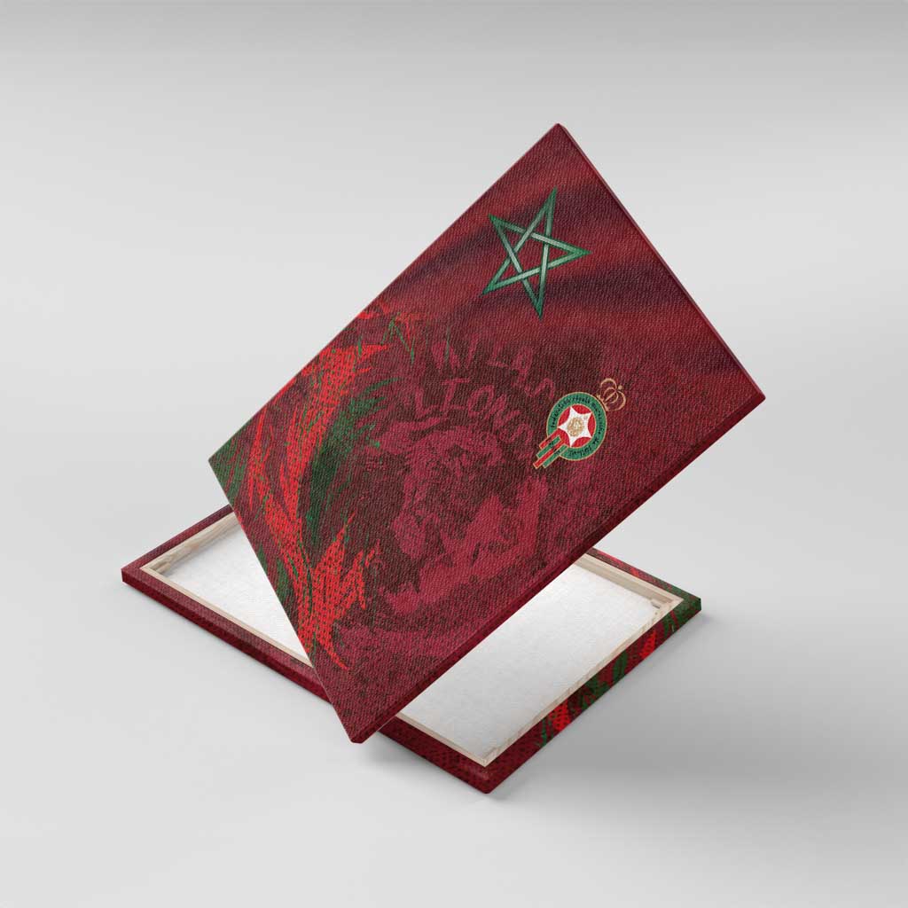 Morocco National Football Canvas Wall Art The Atlas Lions Grunge with National Flag - African Pride